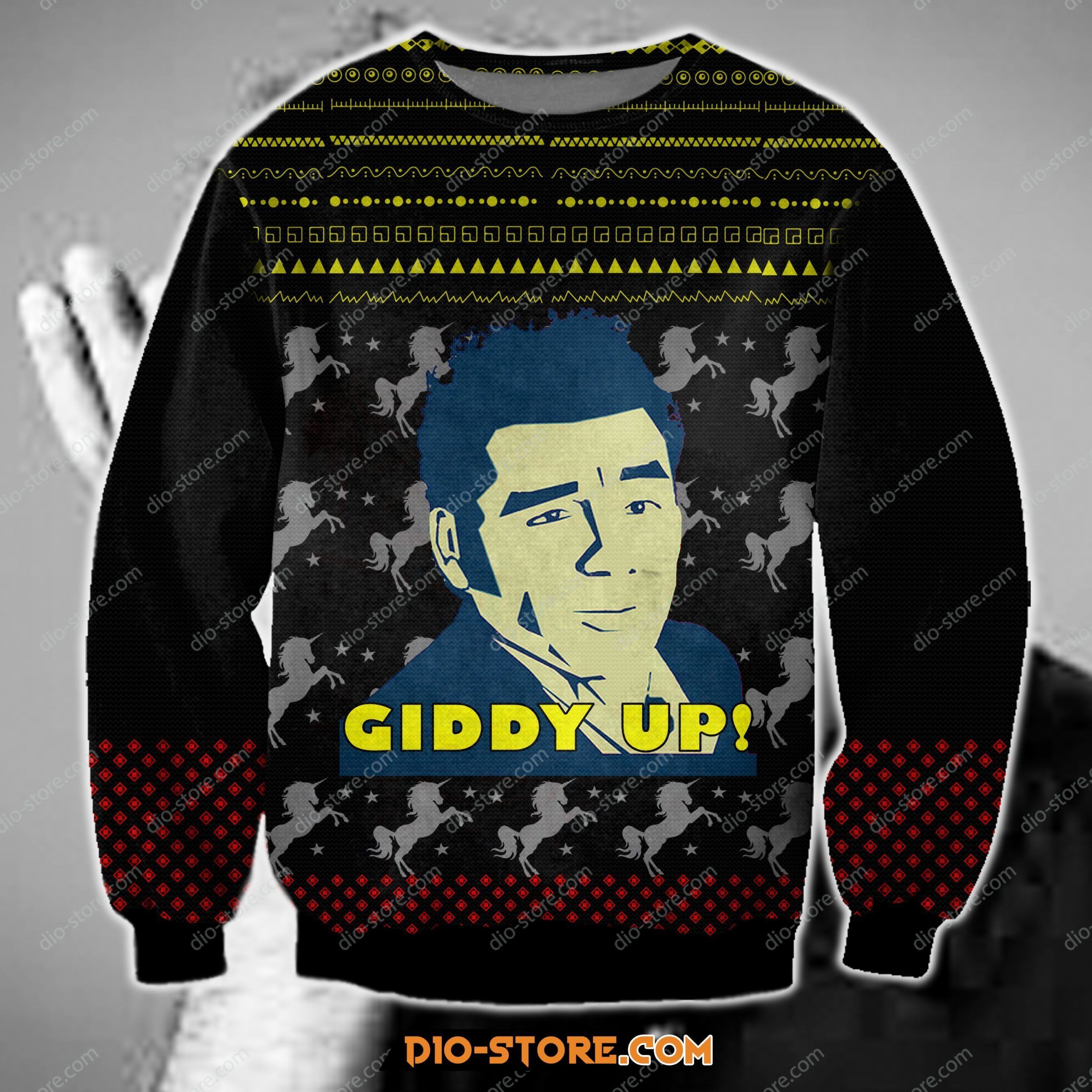 Cosmo Kramer Giddy Up 3D Print Ugly Christmas Sweater