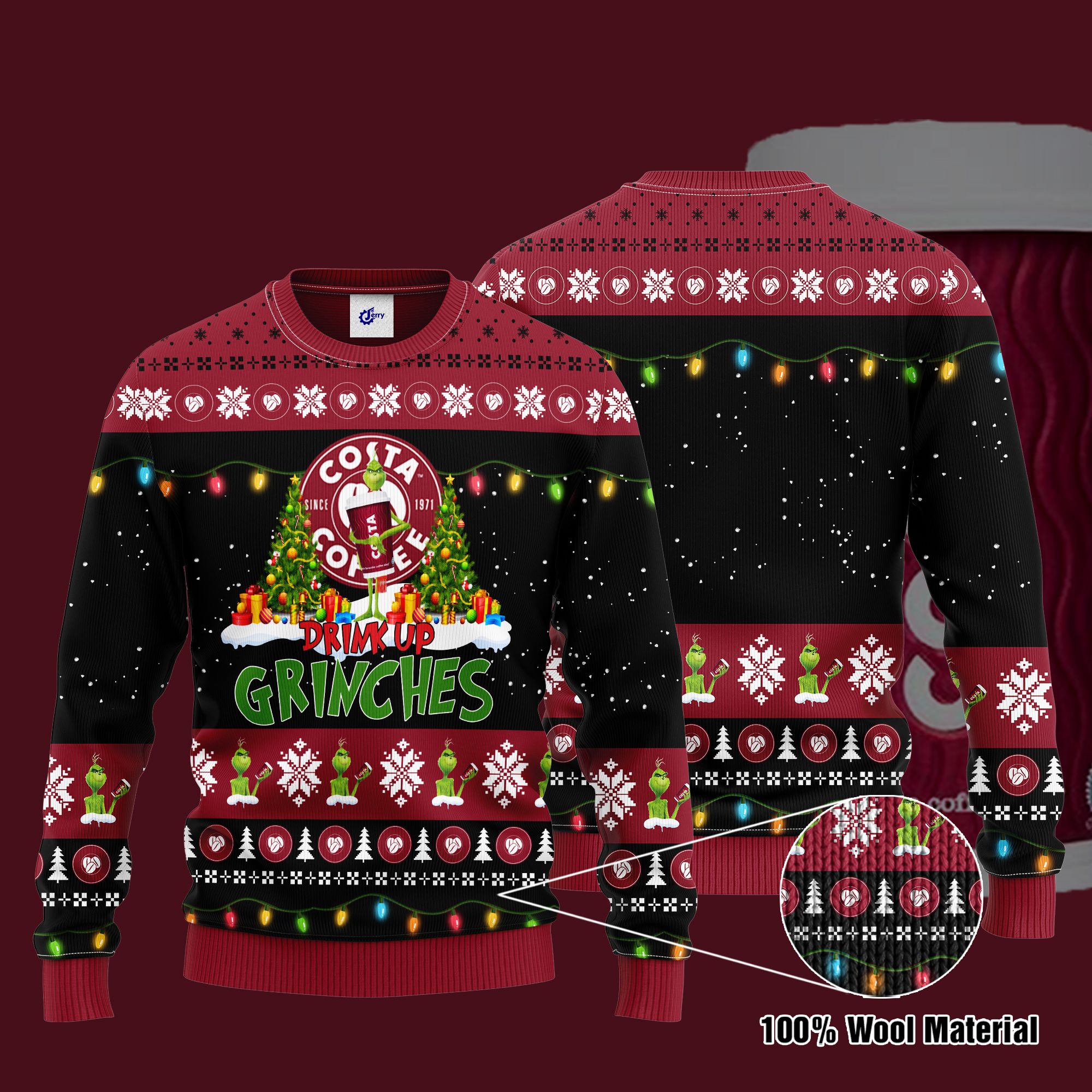 Costa Drink Up Grinches Ugly Christmas Sweater, Hoodie, Zip Hoodie, Bomber Jacket