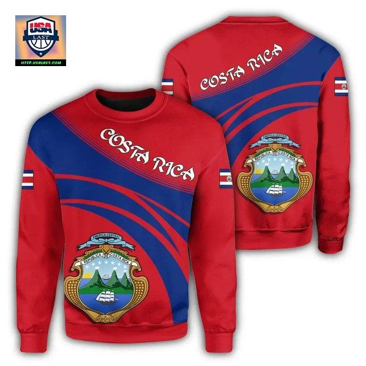 Costa Rica Coat Of Arms Sweater Cricket Style J5W