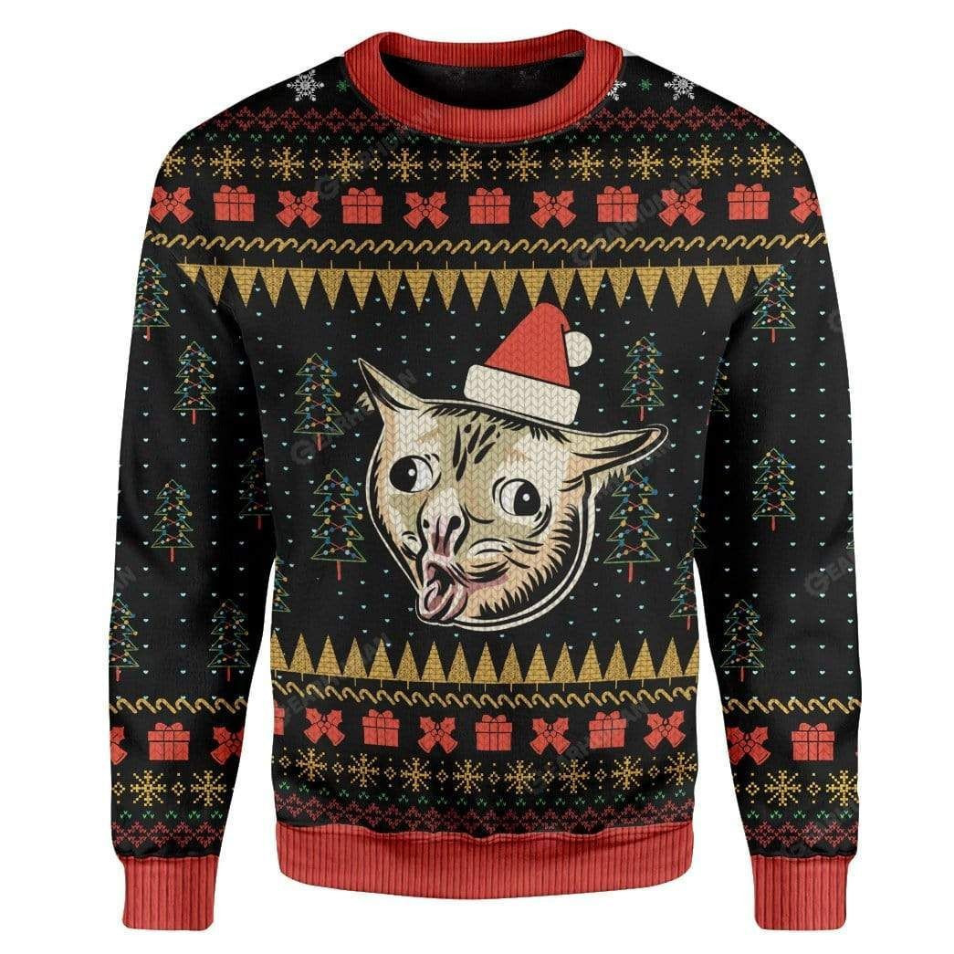 Coughing Cat Meme Ugly Christmas Sweater,