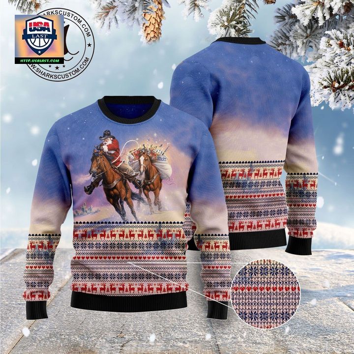 Cowboy Santa Claus Unisex 3D Ugly Christmas Sweater