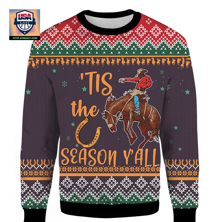 Cowboy Tis The Season Yall Christmas Gift 3D Sweater