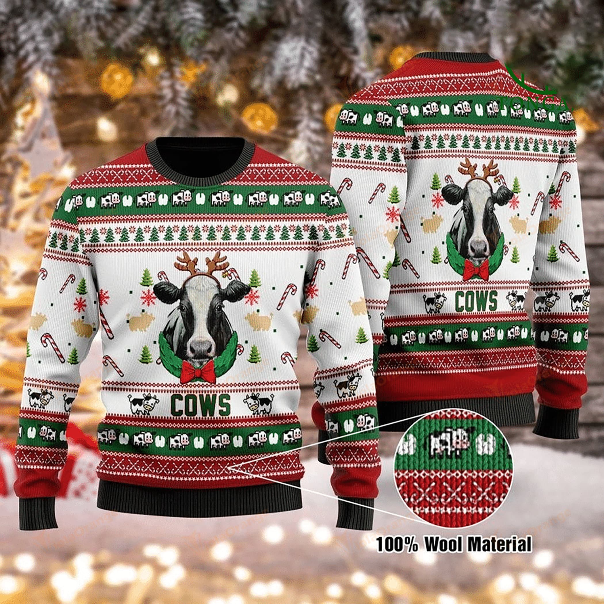 Cows Christmas Wool Ugly Christmas Sweater
