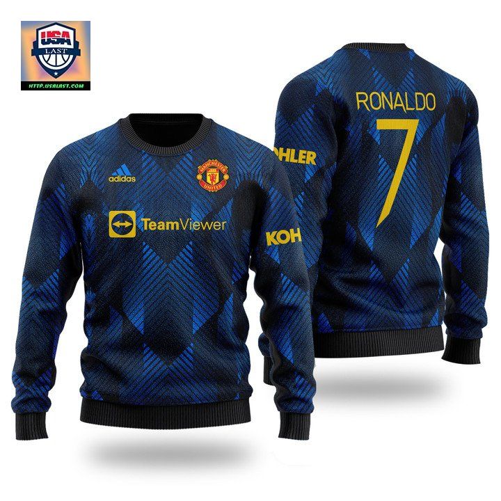 Cristiano Ronaldo 7 Manchester United Adidas Teamviewer Christmas Sweater