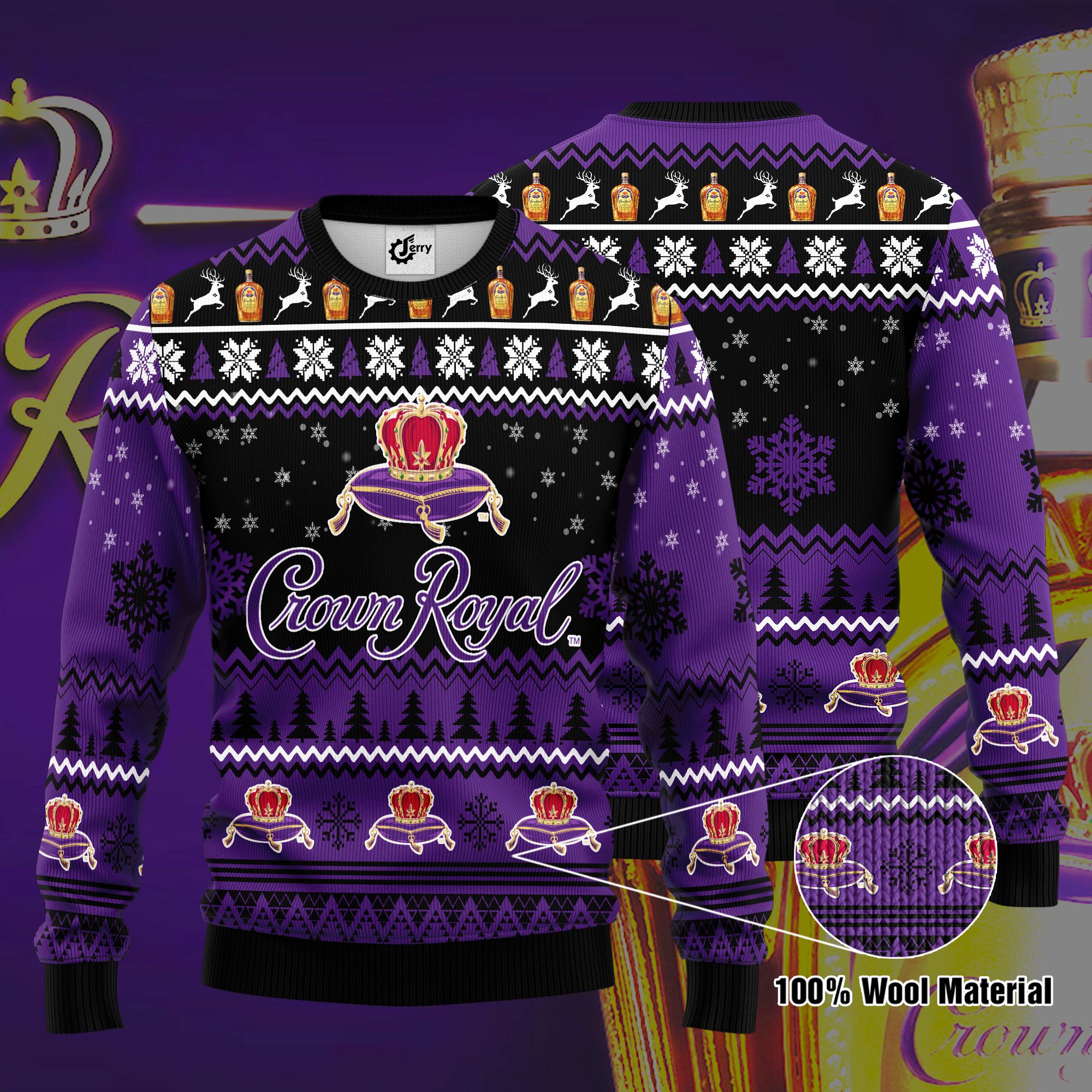 Crown Royal 3D Print Ugly Christmas Sweater, Hoodie, Zip Hoodie, Bomber Jacket