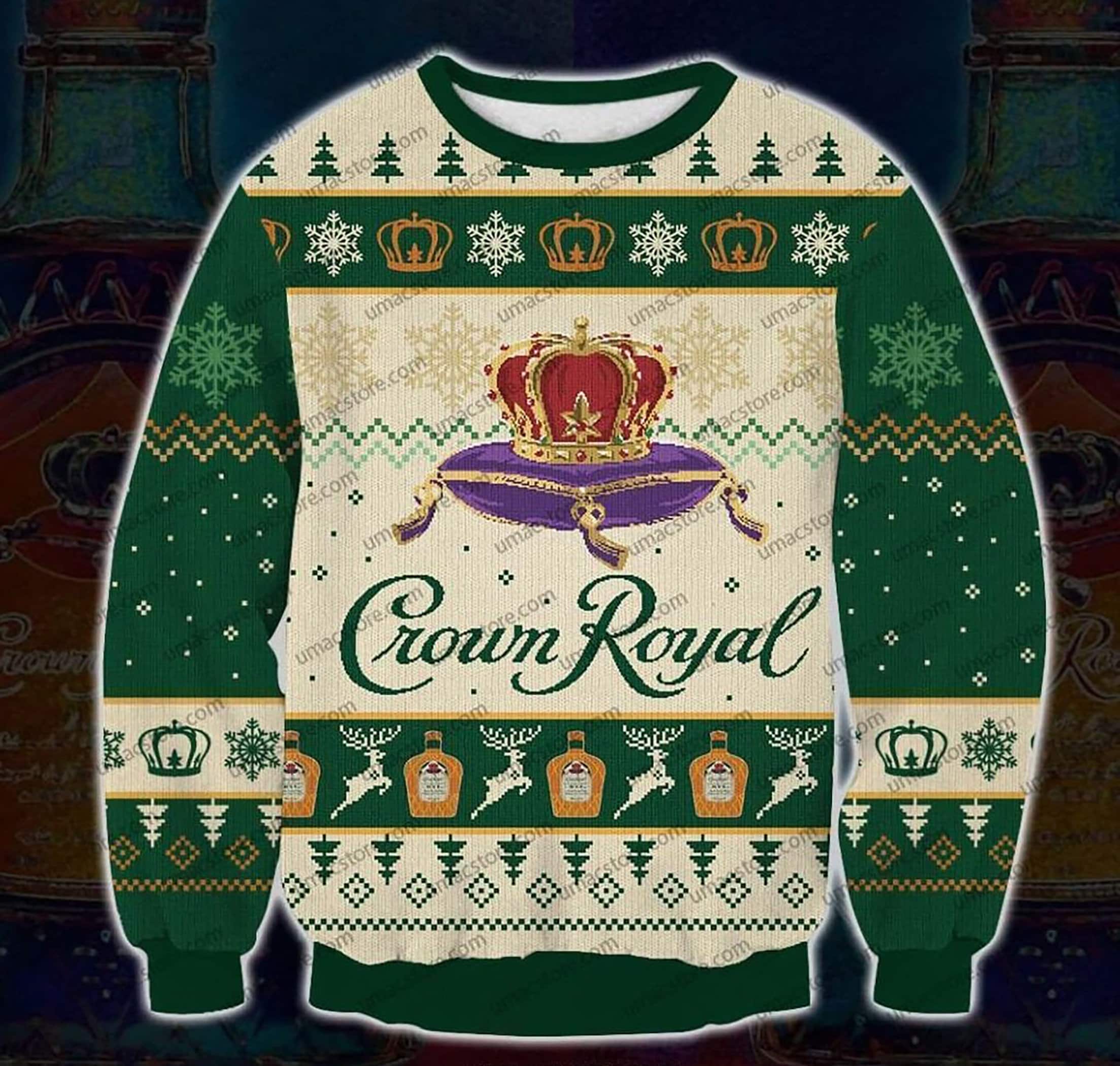 Crown Royal Apple Print Ugly Christmas Sweater