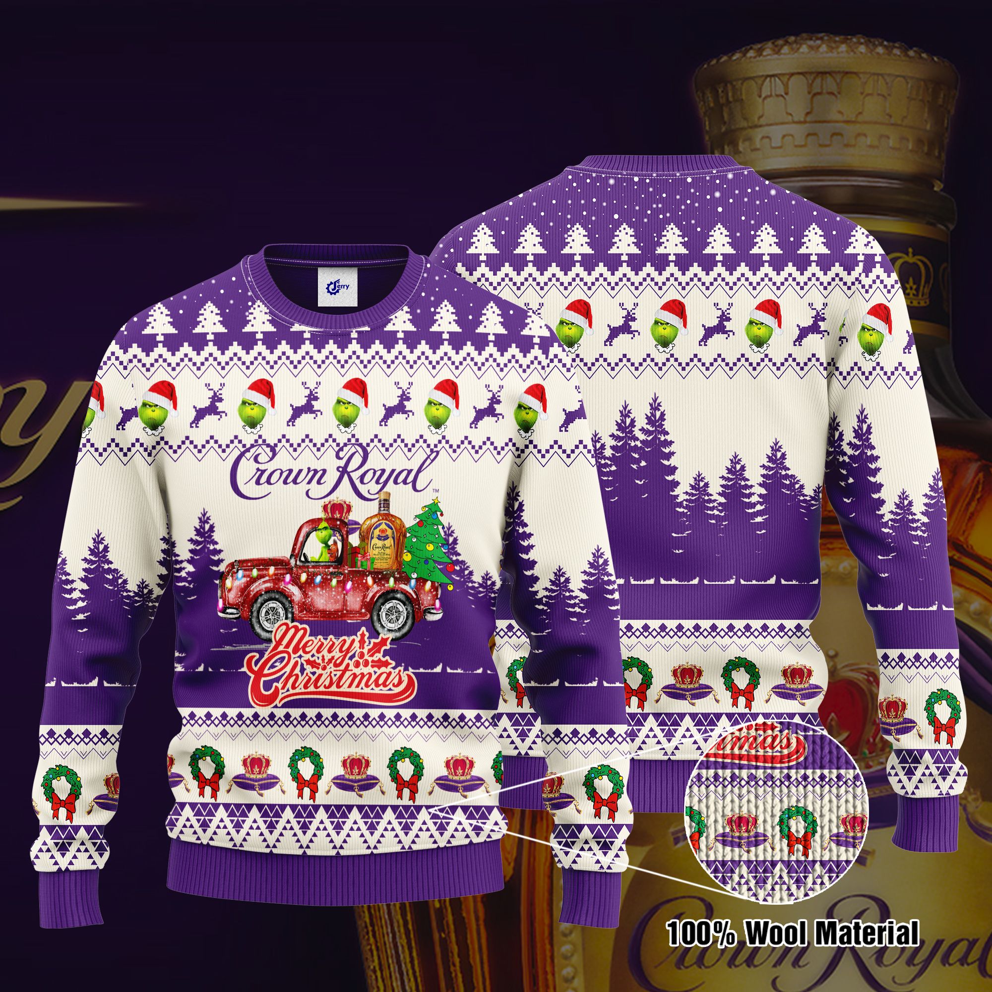 Crown Royal Grinch Merry Christmas Ugly Christmas Sweater, Hoodie, Zip Hoodie, Bomber Jacket