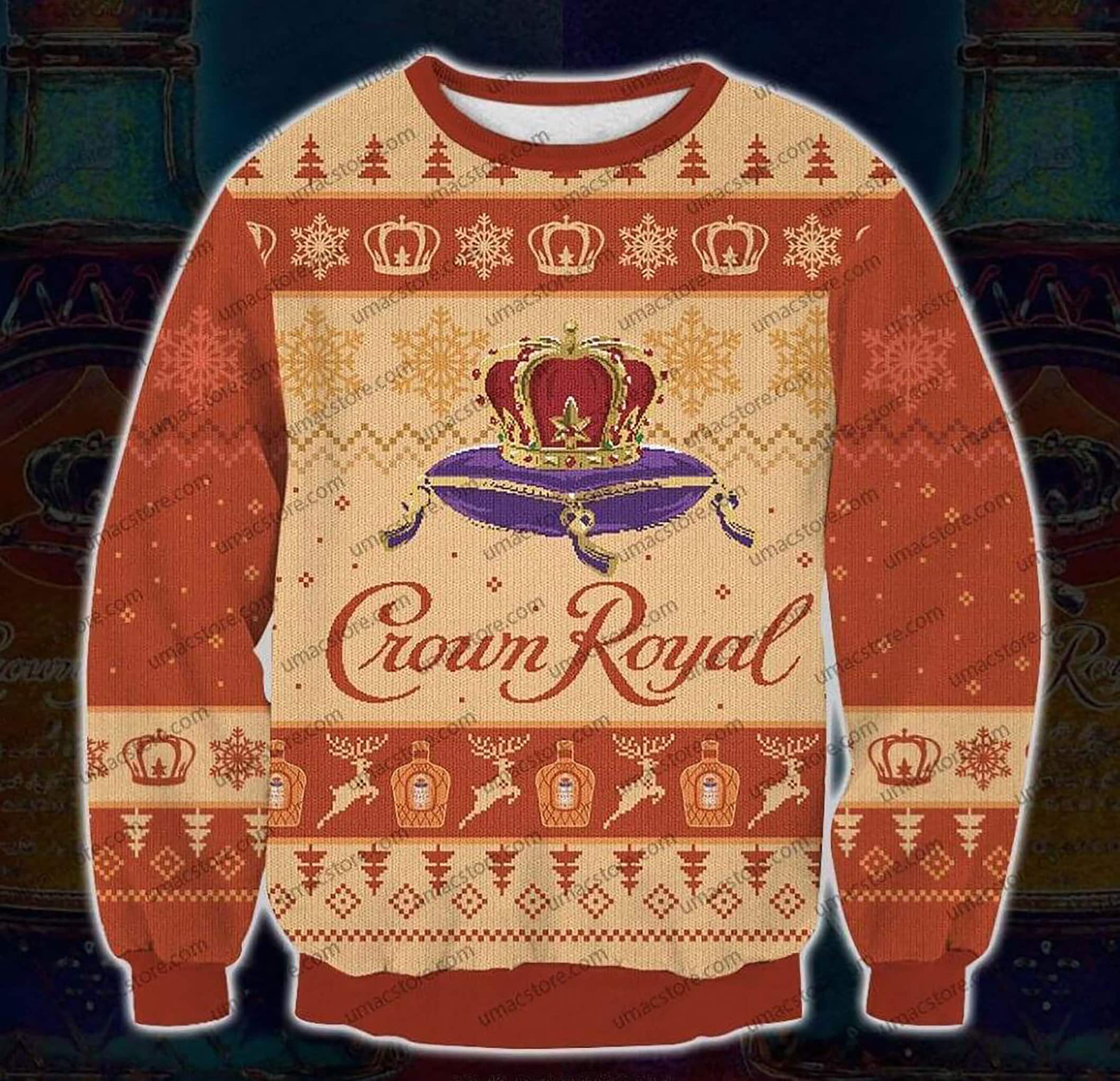 Crown Royal Peach Print Ugly Christmas Sweater