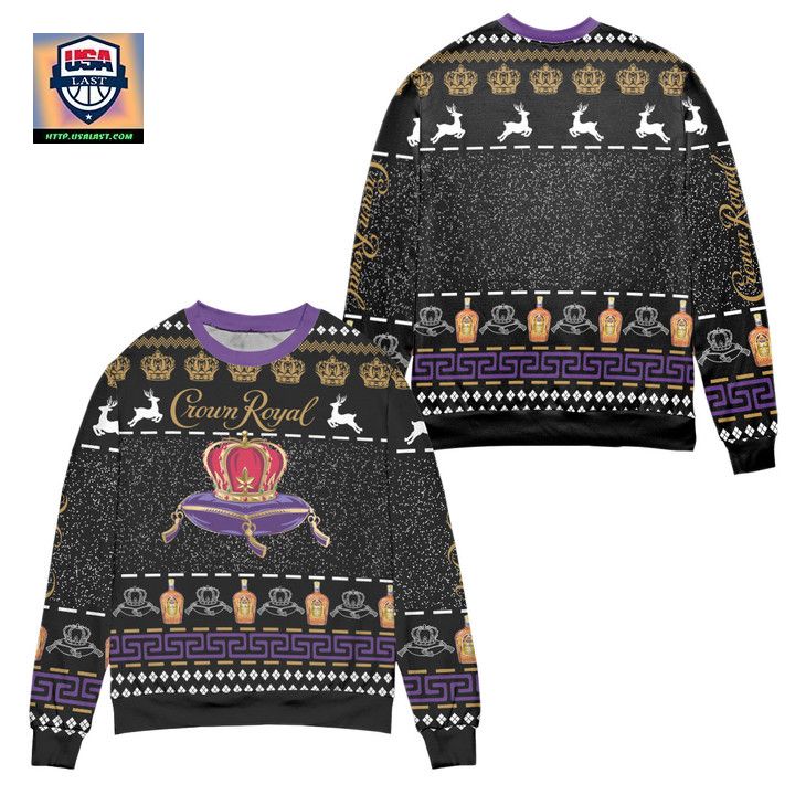 Crown Royal Reindeer Galaxy Ugly Christmas Sweater Black