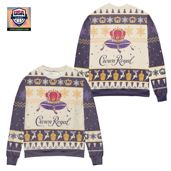 Crown Royal Reindeer Snowflake Pattern Ugly Christmas Sweater