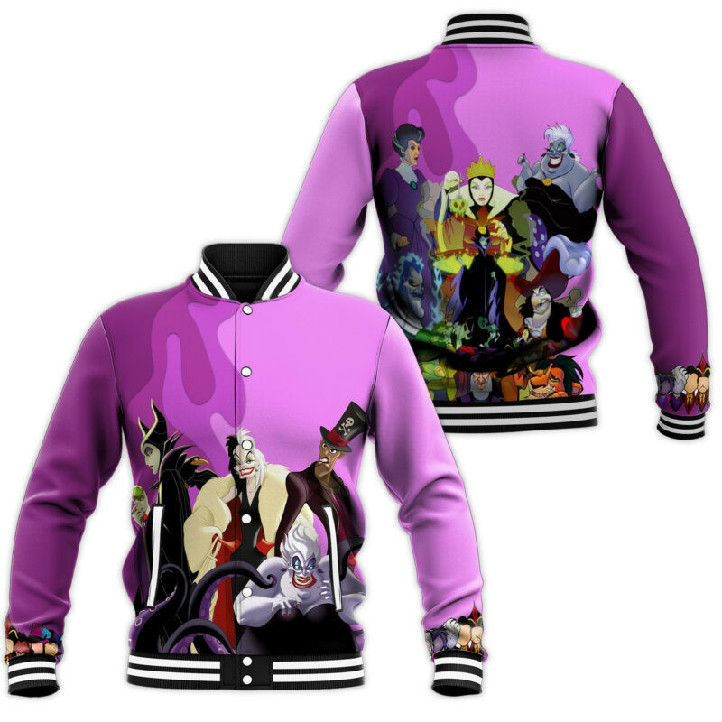 Cruella Little Mermaid Maleficent Fashion Baseball Jacket for Men & Women | Movie Fan Gift