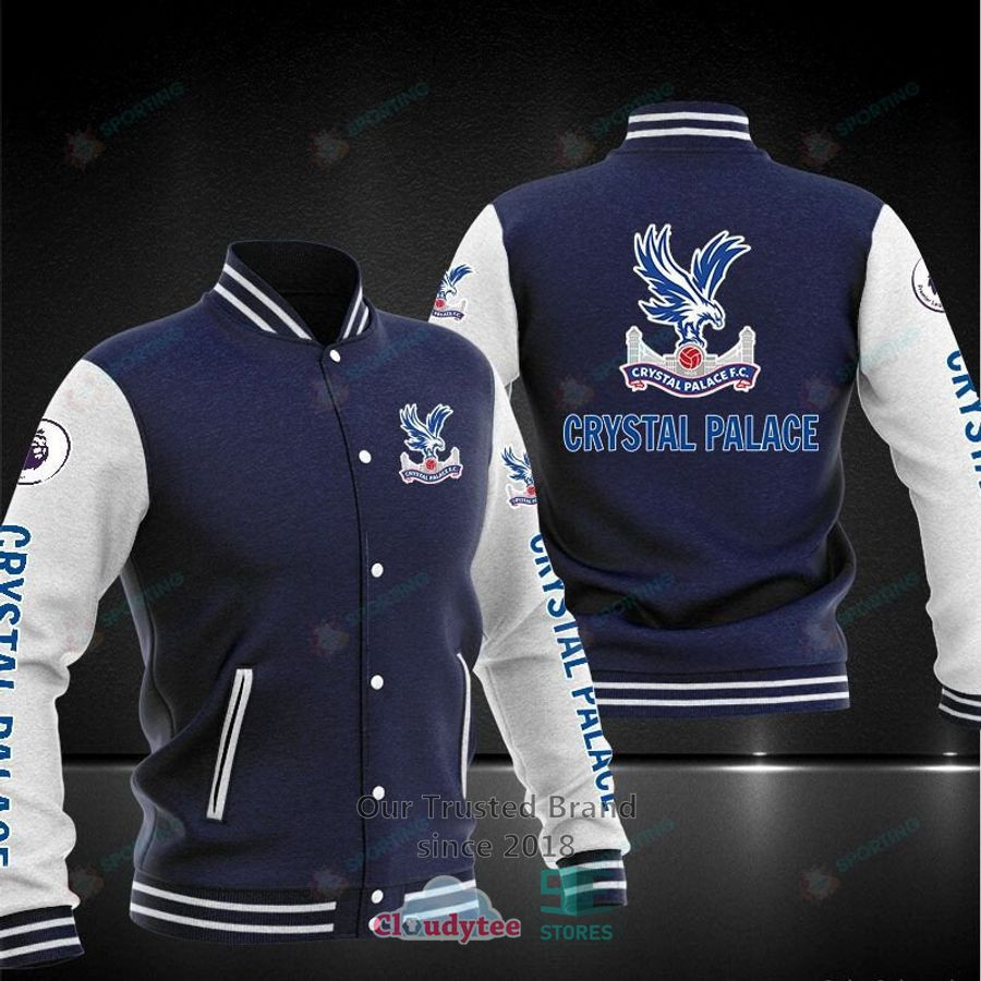 Crystal Palace Dark Blue Grey Varsity Baseball Jacket for Men & Women | Soccer Team Fan Gift