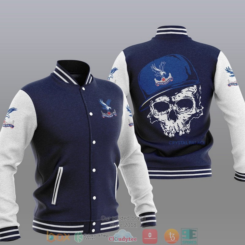 Crystal Palace Dark Blue Skull Varsity Baseball Jacket for Men & Women | Soccer Team Fan Gift
