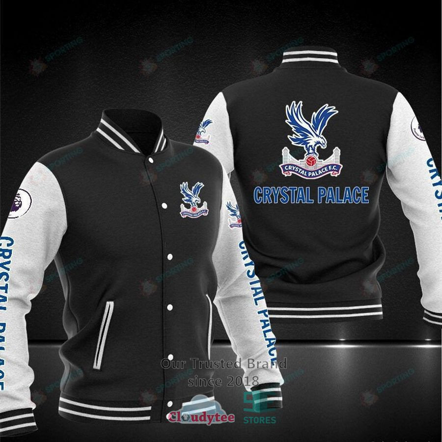 Crystal Palace Grey Varsity Baseball Jacket for Men & Women | Soccer Team Fan Gift