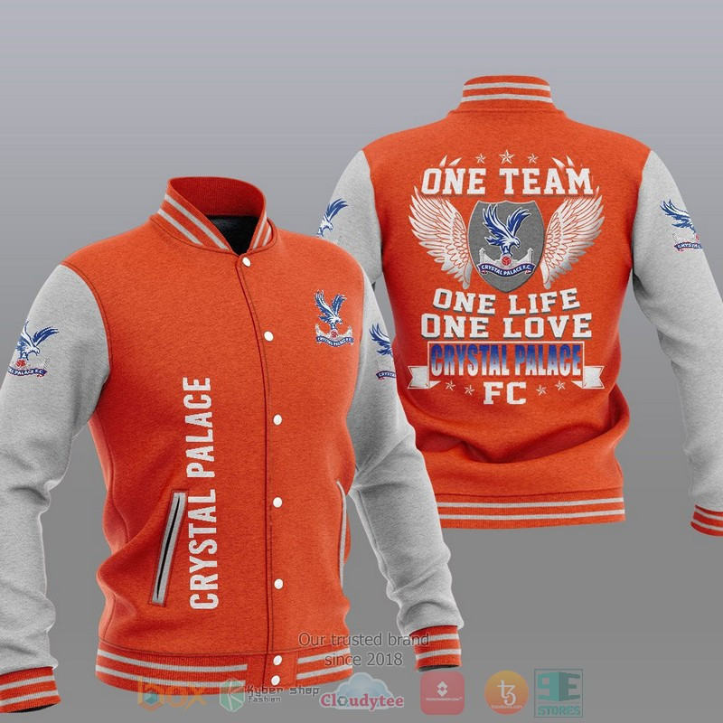 Crystal Palace Orange One Team Varsity Baseball Jacket for Men & Women | Soccer Team Fan Gift
