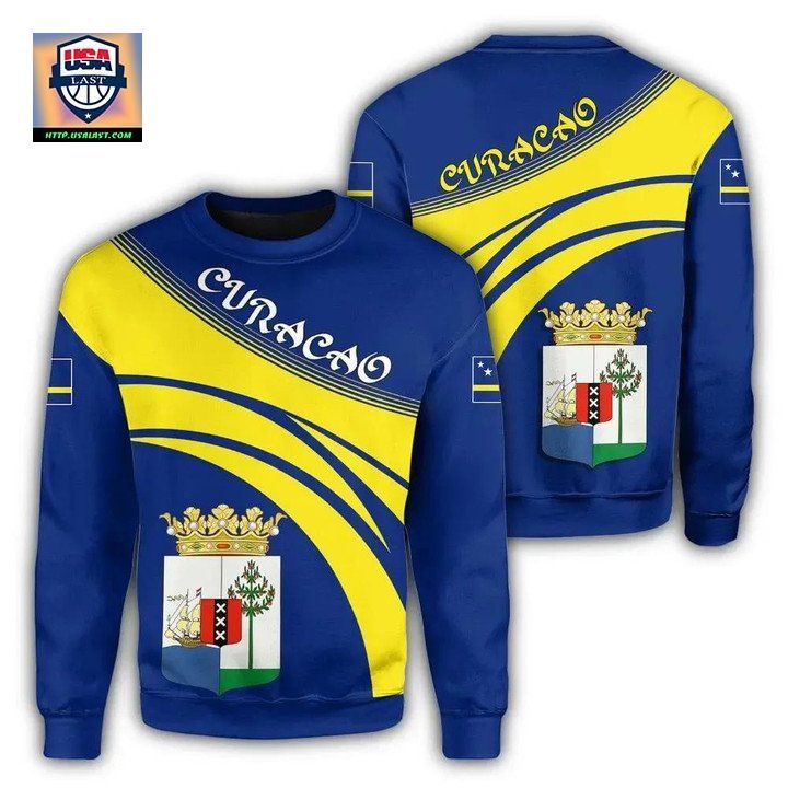 Curacao Coat Of Arms Sweater Cricket Style J5W