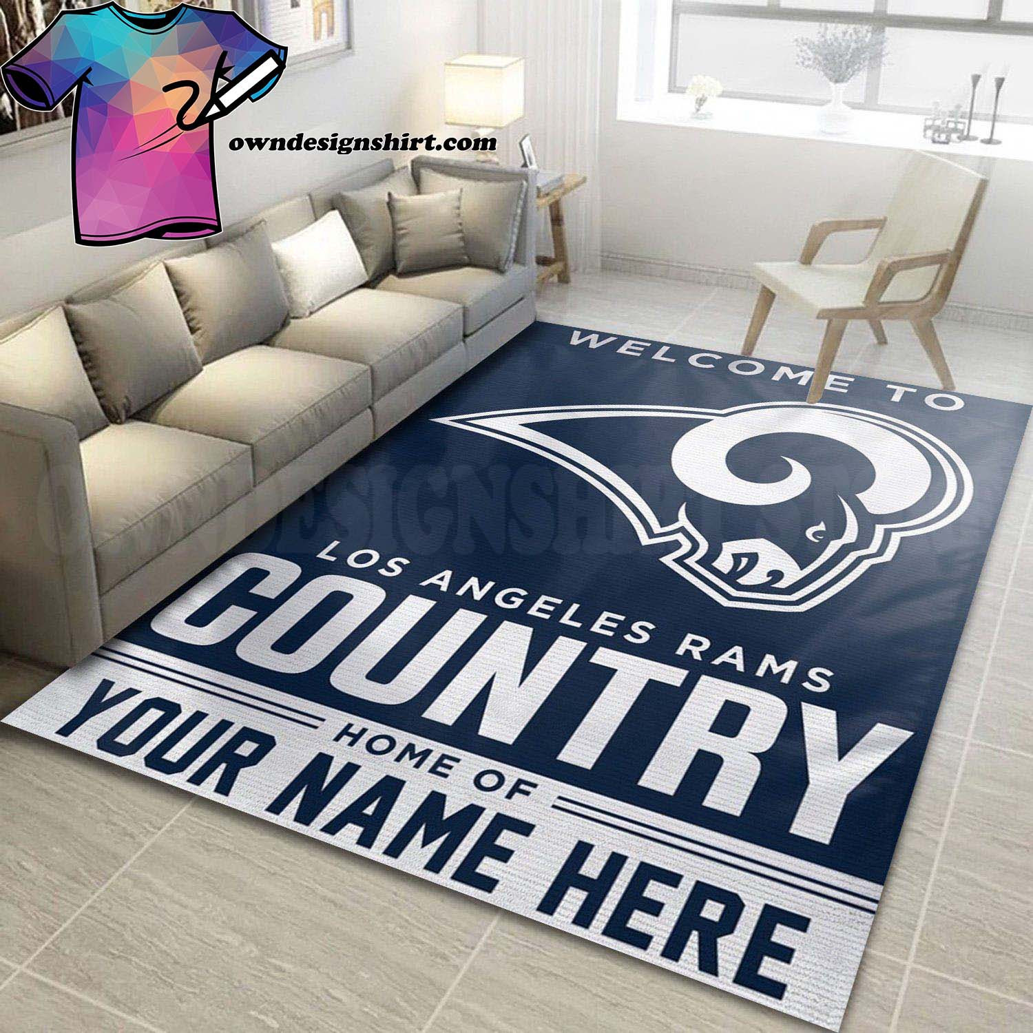 Custom Los Angeles Rams Country Home Of Living Room Rectangle Area Rug – Full Print Carpet For Living Room & Bedroom Home Decor