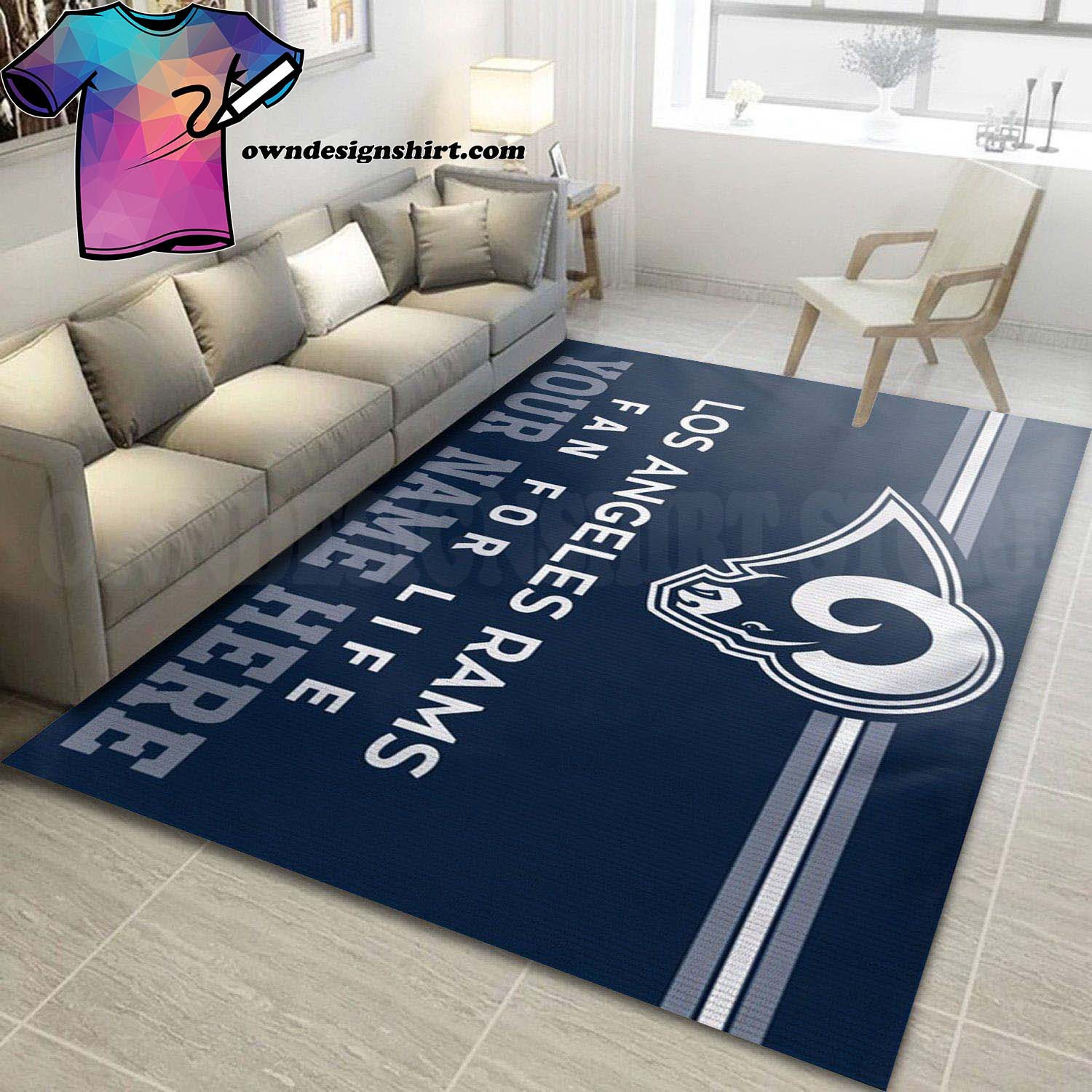 Custom Los Angeles Rams Fan For Life Full Print Rectangle Area Rug – Full Print Carpet For Living Room & Bedroom Home Decor