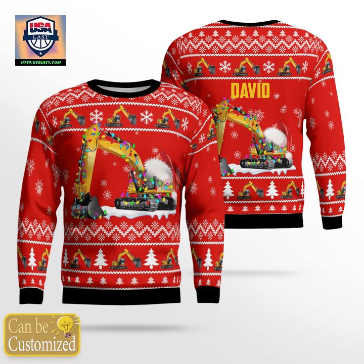 Custom Name Excavator Christmas Sweater 3D