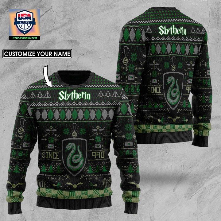 Custom Name Harry Potter Slytherin Knitted Sweater