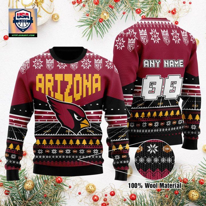 Custom Name Number Nfl Arizona Cardinals Rugby Stadium Ugly Christmas Sweater