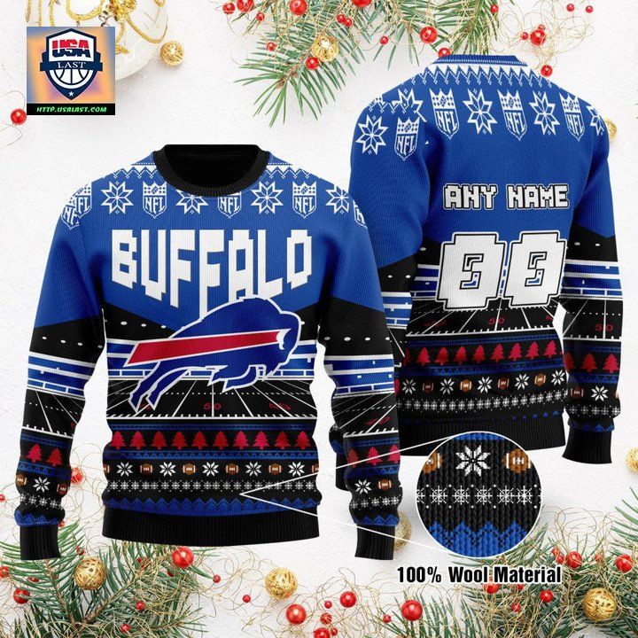 Custom Name Number Nfl Buffalo Bills Rugby Stadium Ugly Christmas Sweater