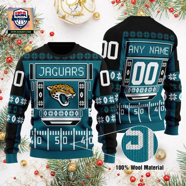 Custom Name Number Nfl Jacksonville Jaguars Playing Field Ugly Christmas Sweater