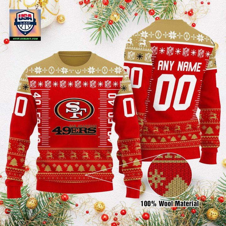 Custom Name Number Nfl Logo San Francisco 49Ers Ugly Christmas Sweater