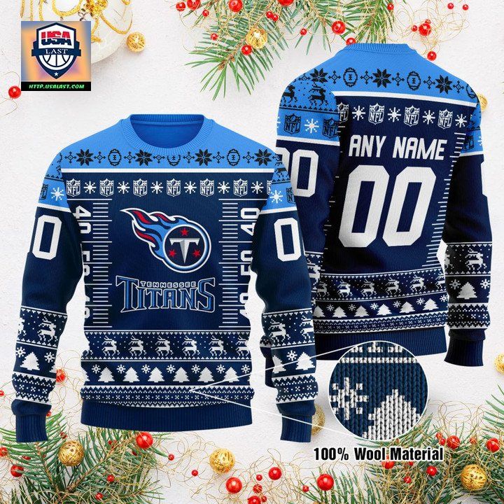 Custom Name Number Nfl Logo Tennessee Titans Ugly Christmas Sweater