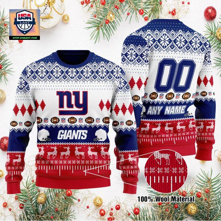 Custom Name Number Nfl New York Jets Playing Field Ugly Christmas Sweater