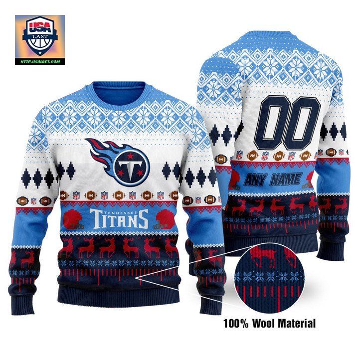 Custom Name Number Nfl Tennessee Titans Playing Field Ugly Christmas Sweater