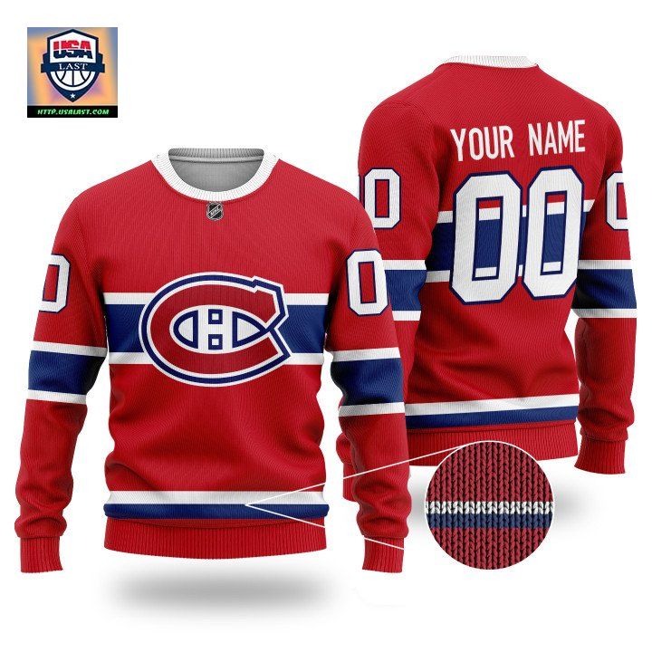 Custom Name Number Nhl Montreal Canadiens Red Sweater