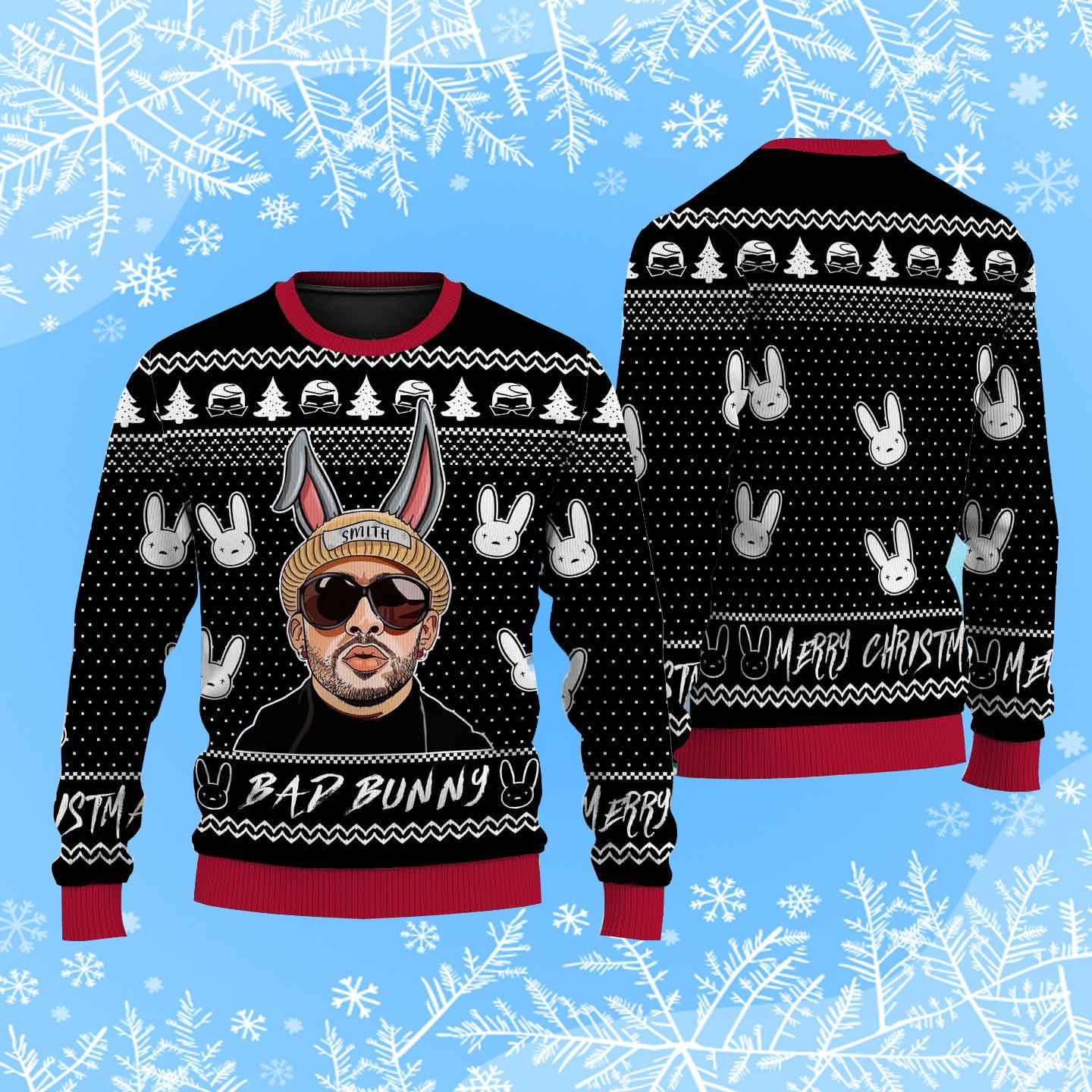 Customized Bad Bunny Ugly Christmas Sweater