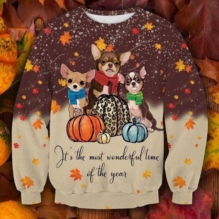 Cute Chihuahua Thanksgiving Ugly Christmas Sweater, Perfect Holiday Gift