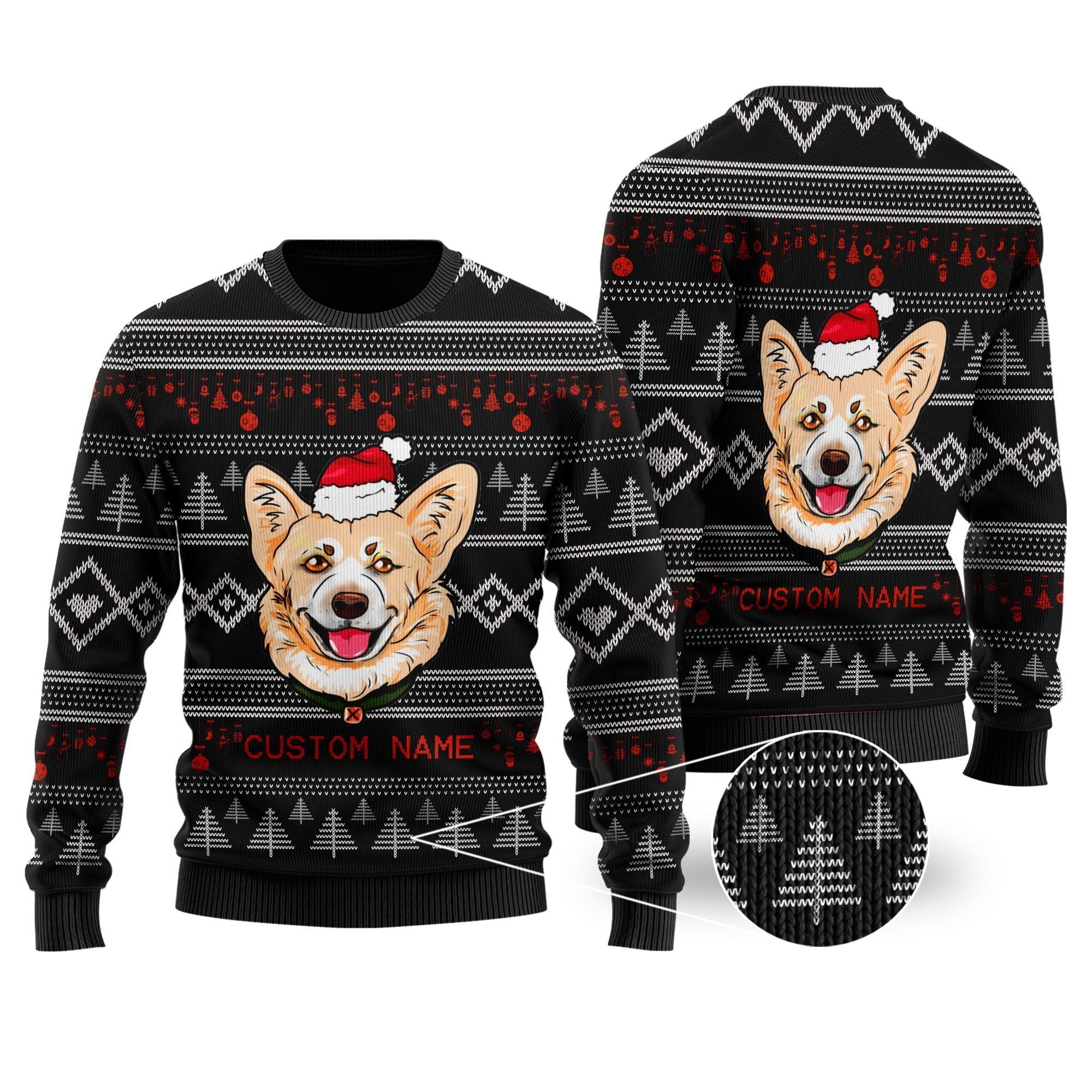 Cute Corgi 3D All Over Print Custom Name Ugly Christmas Sweater For Dog Lovers On Chistmas Days And In Daily Life