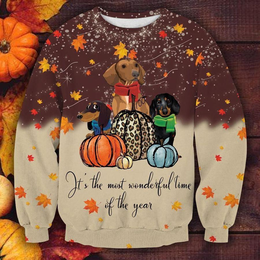 Cute Dachsund Thanksgiving Ugly Christmas Sweater, Perfect Holiday Gift