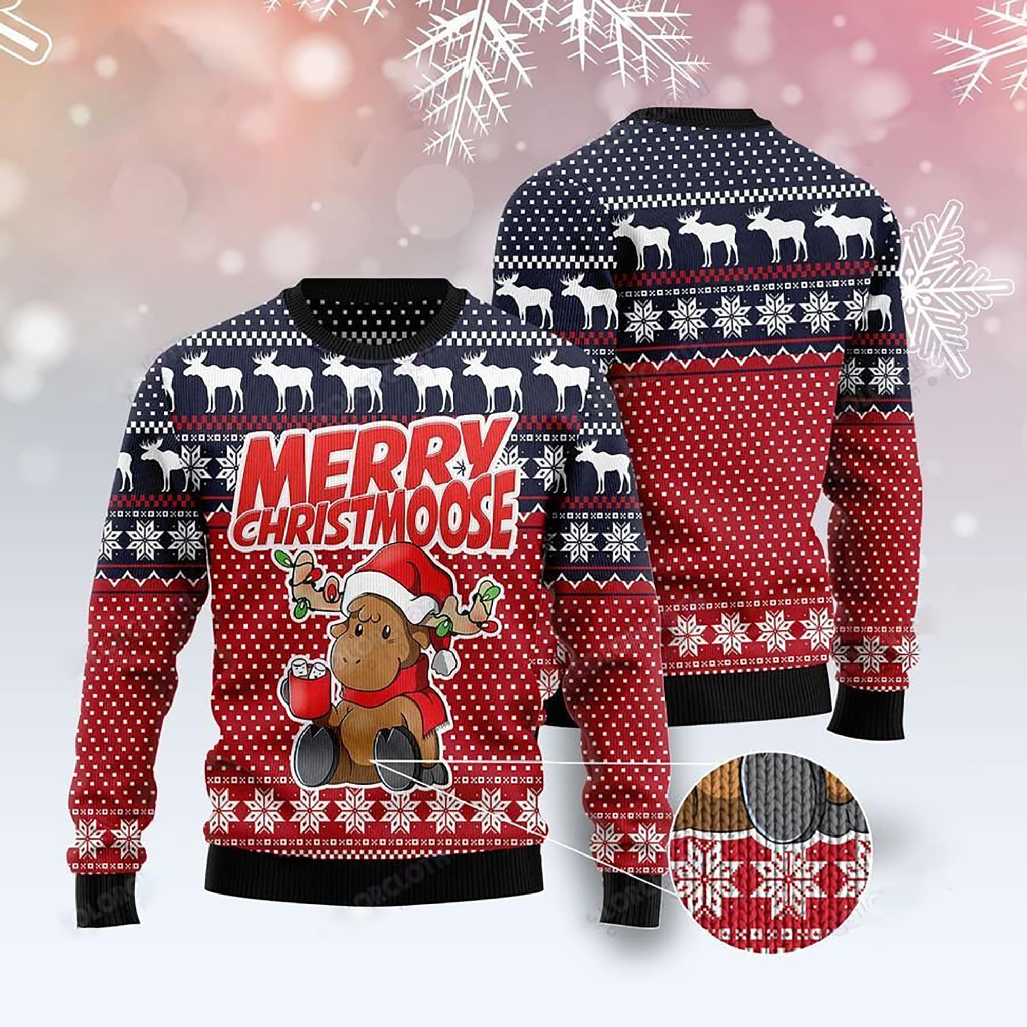 Cute Moose Merry Christmoose Ugly Christmas Sweater