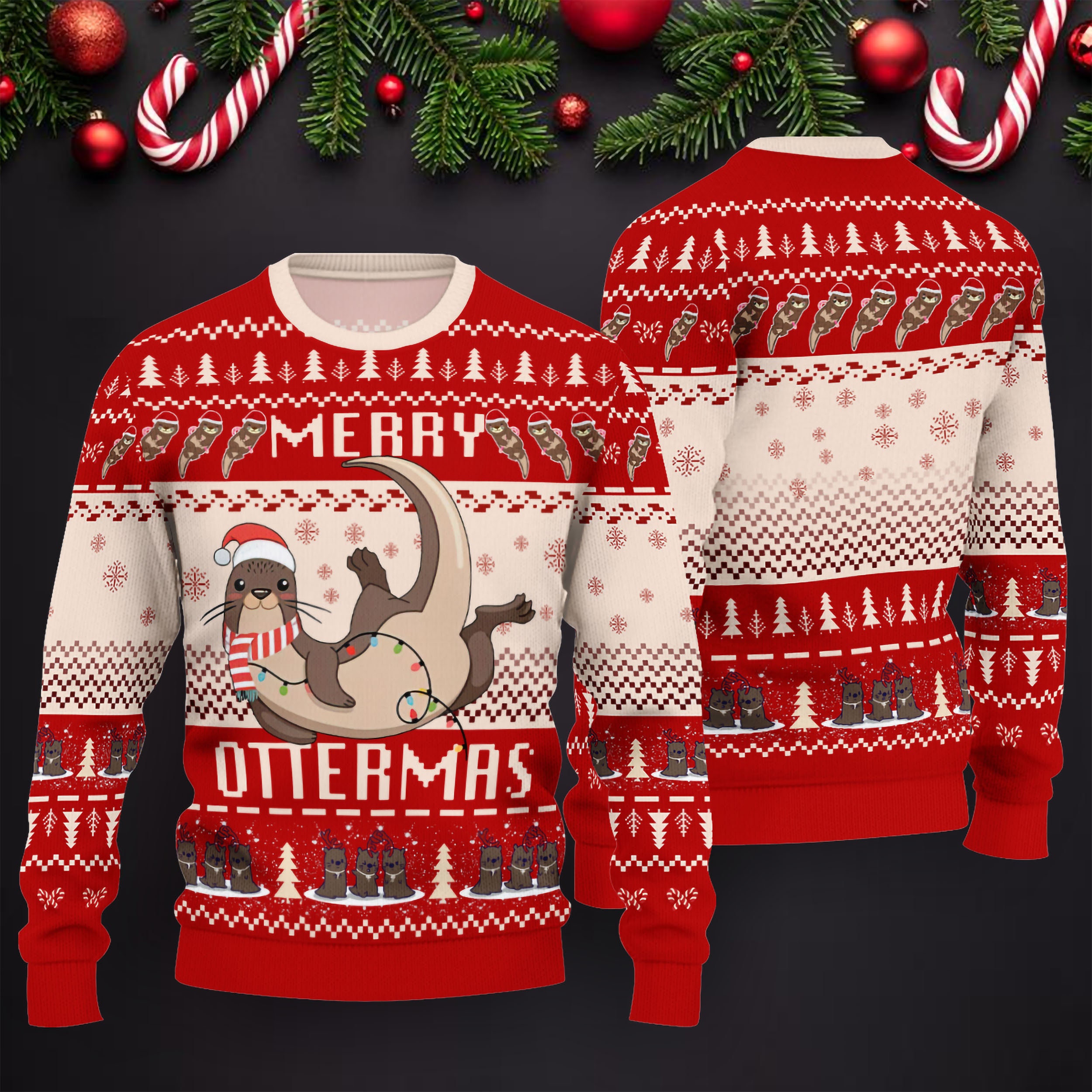 Cute Otter Ugly Christmas Sweater