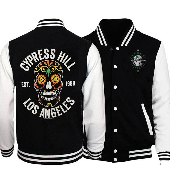 Cypress Hill Flower Skull Hoodie Baseball Jacket for Men & Women | Music Fan Gift