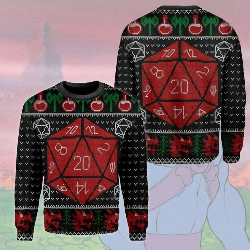 D-D 20 Dragon Ugly Knitted Ugly Christmas Sweater