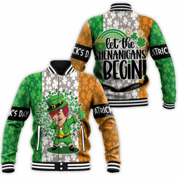 Dabbing Baby Leprechaun Saint Patrickâ€™s Day Baseball Jacket for Men & Women | Holiday Fan Gift