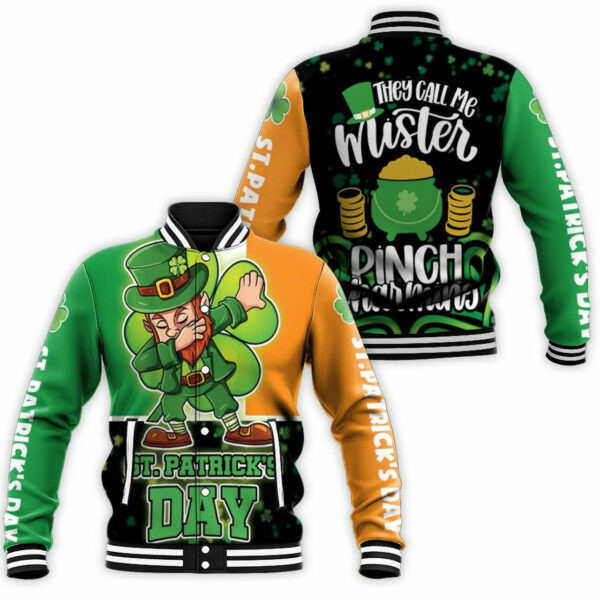 Dabbing Leprechaun Saint Patrickâ€™s Day Baseball Jacket for Men & Women | Holiday Fan Gift