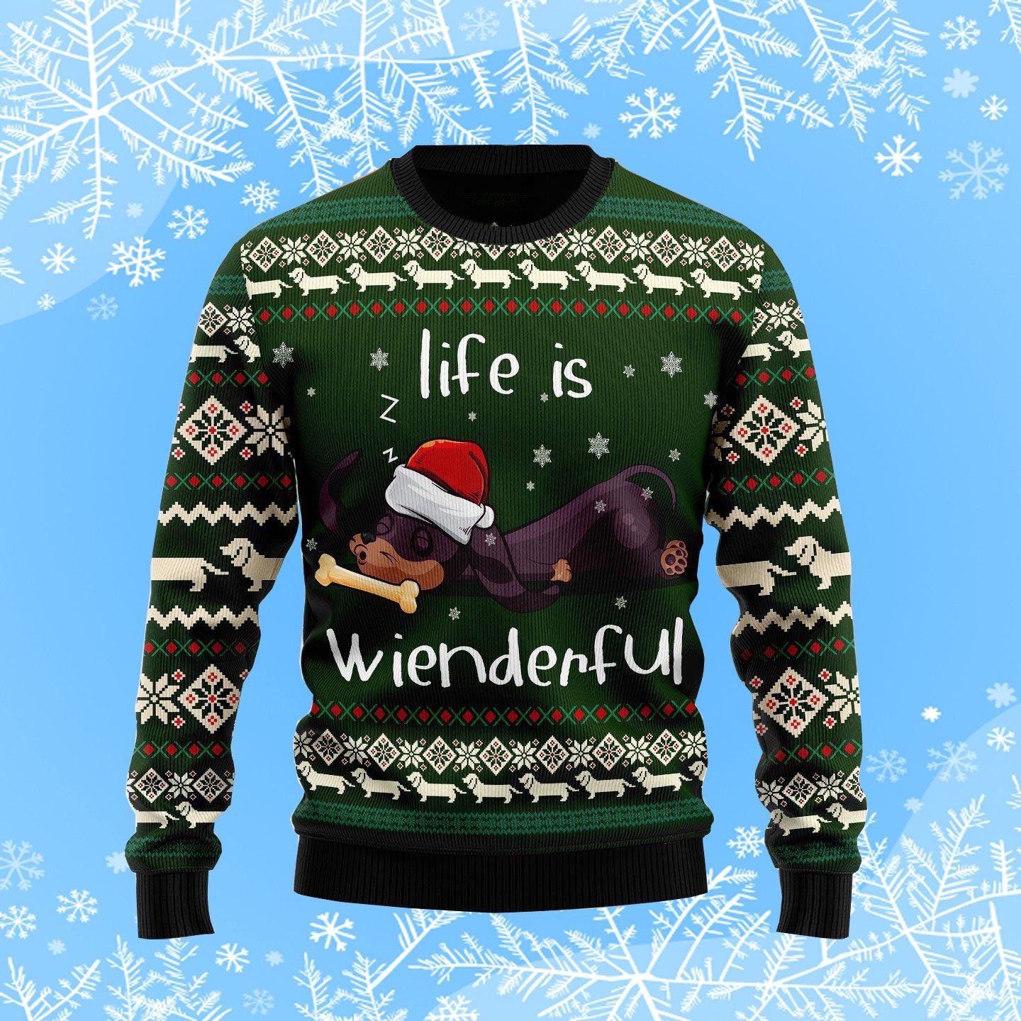 Dachshund Life Is Wienderful Ugly Christmas Sweater
