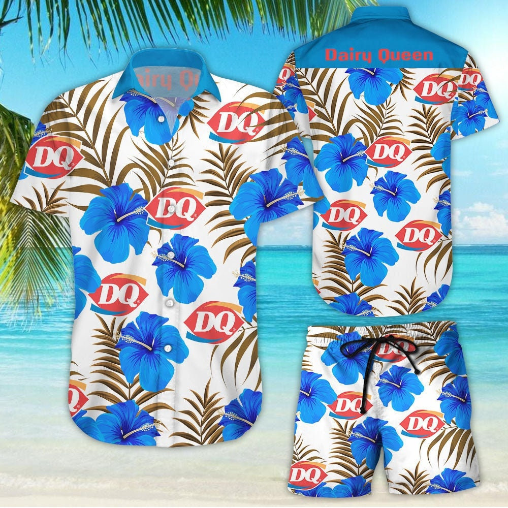 Dairy Queen Tropical Flower Aloha Hawaiian Shirt