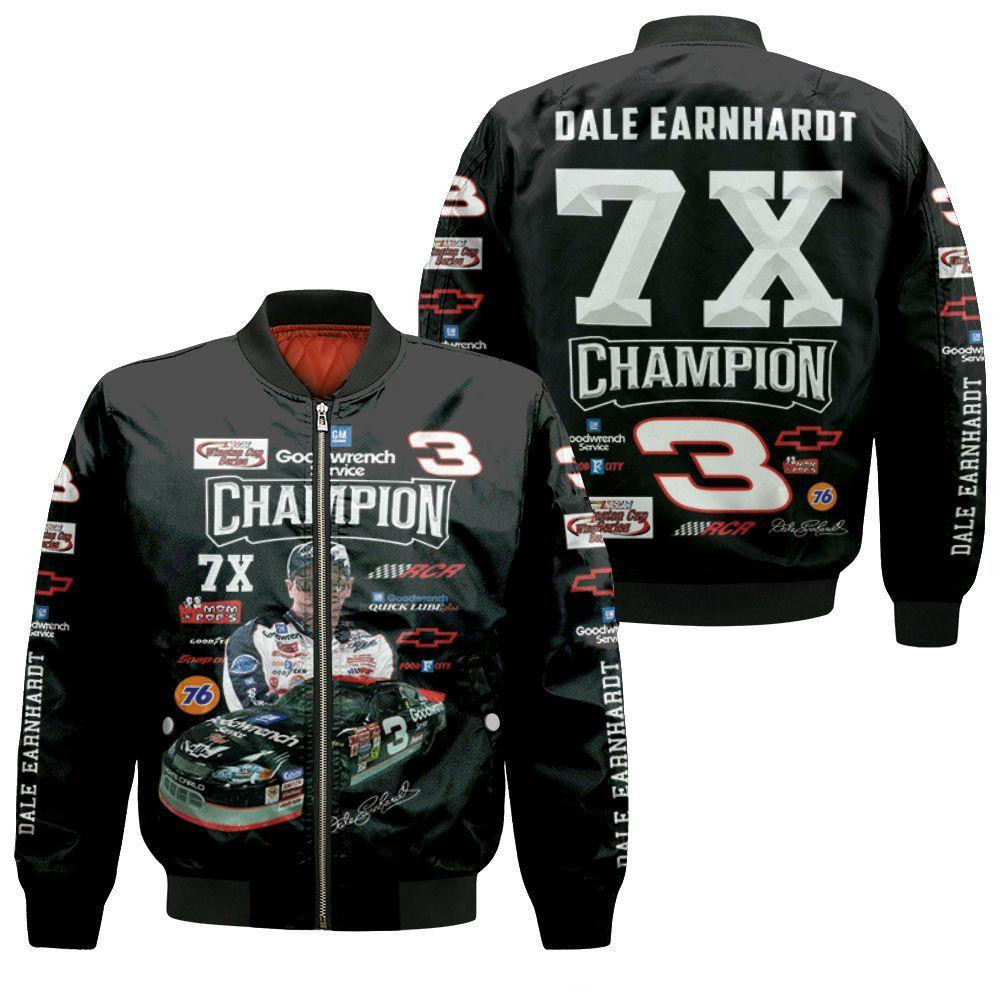 Dale Earnhardt 7X Champion Legend Racer Signed For Fan 3D Print Bomber Jacket | Streetwear Jacket for Men & Women | Fan Gift