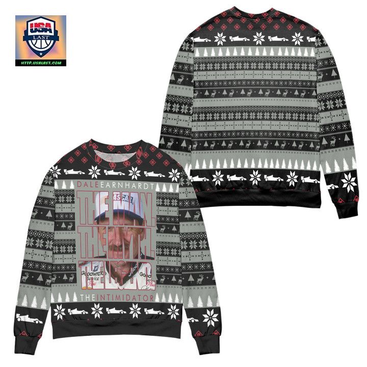 Dale Earnhardt The Man The Myth The Legend Snowflake Pattern Ugly Christmas Sweater