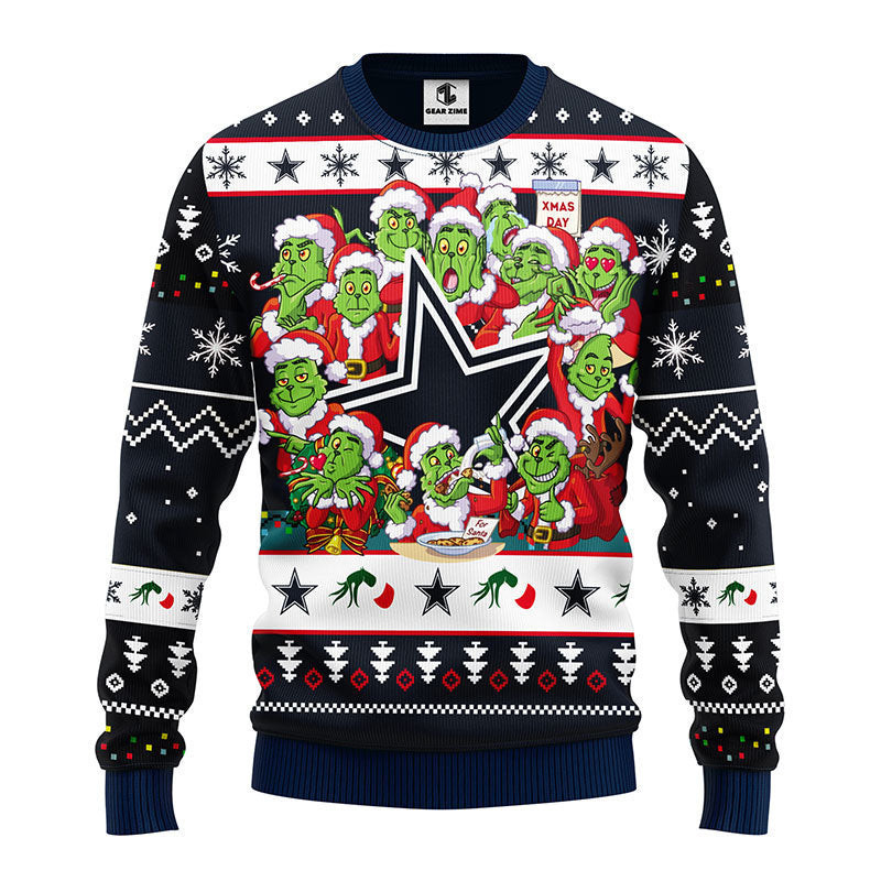 Dallas Cowboys 12 Grinch Xmas Day Ugly Christmas Sweater,