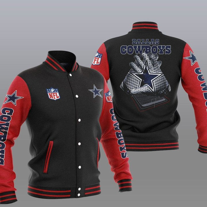 Dallas Cowboys Black Red 2-Hand Varsity Baseball Jacket for Men & Women | NFL Team Fan Gift