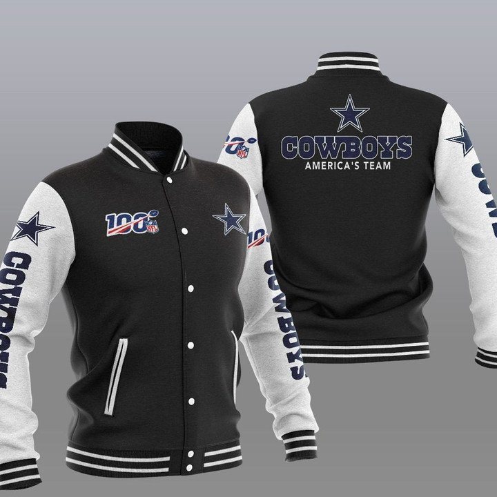 Dallas Cowboys Black White Americaâ€™s Team Varsity Baseball Jacket for Men & Women | NFL Team Fan Gift