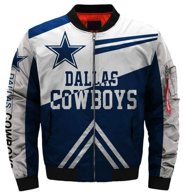 Dallas Cowboys Blue White Arrow Bomber Jacket | NFL Team Jacket for Men & Women | Football Fan Gift